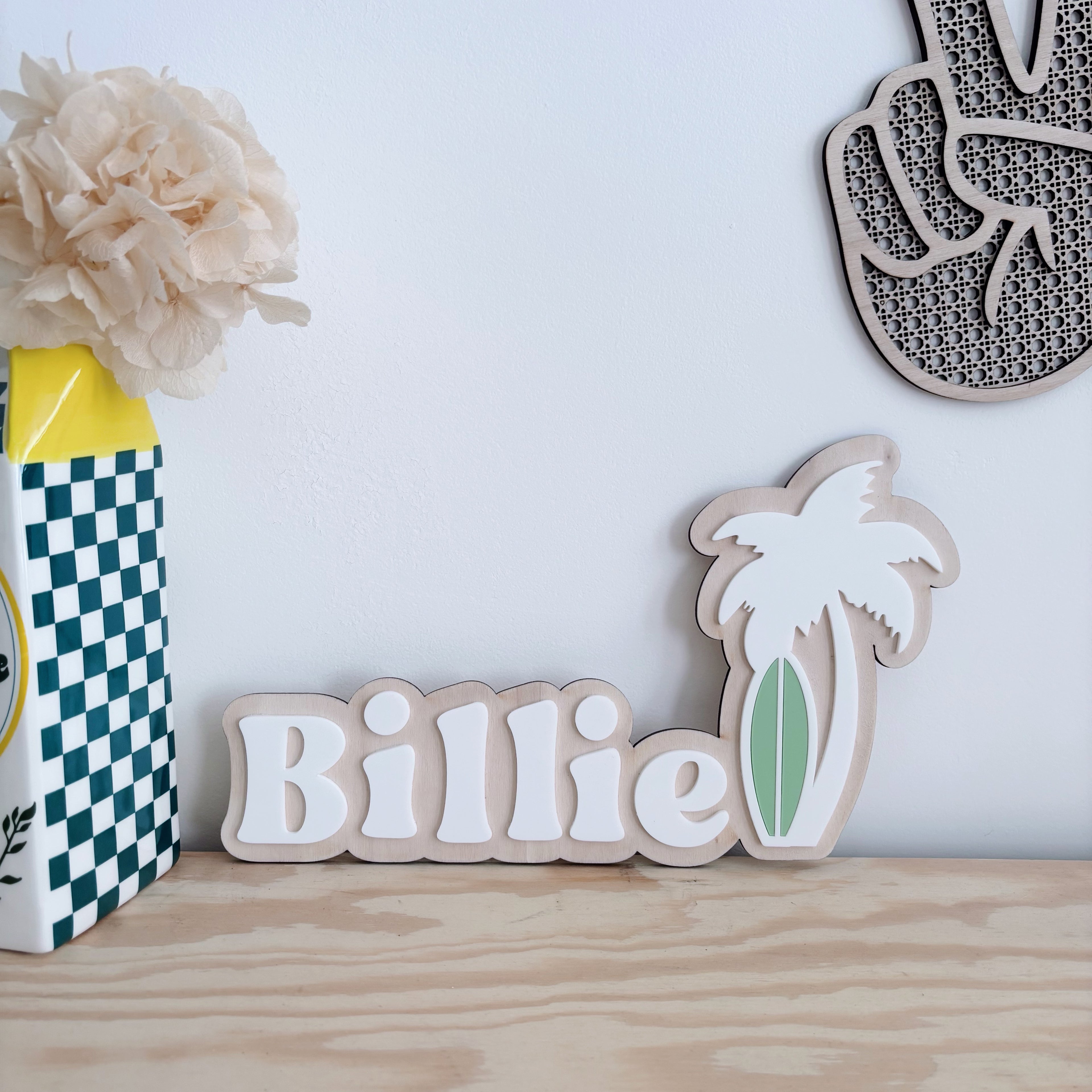 décoration prénom enfant personnalisé bois palmier