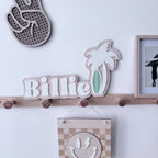 prénom bois palmier surf décoration chambre enfant