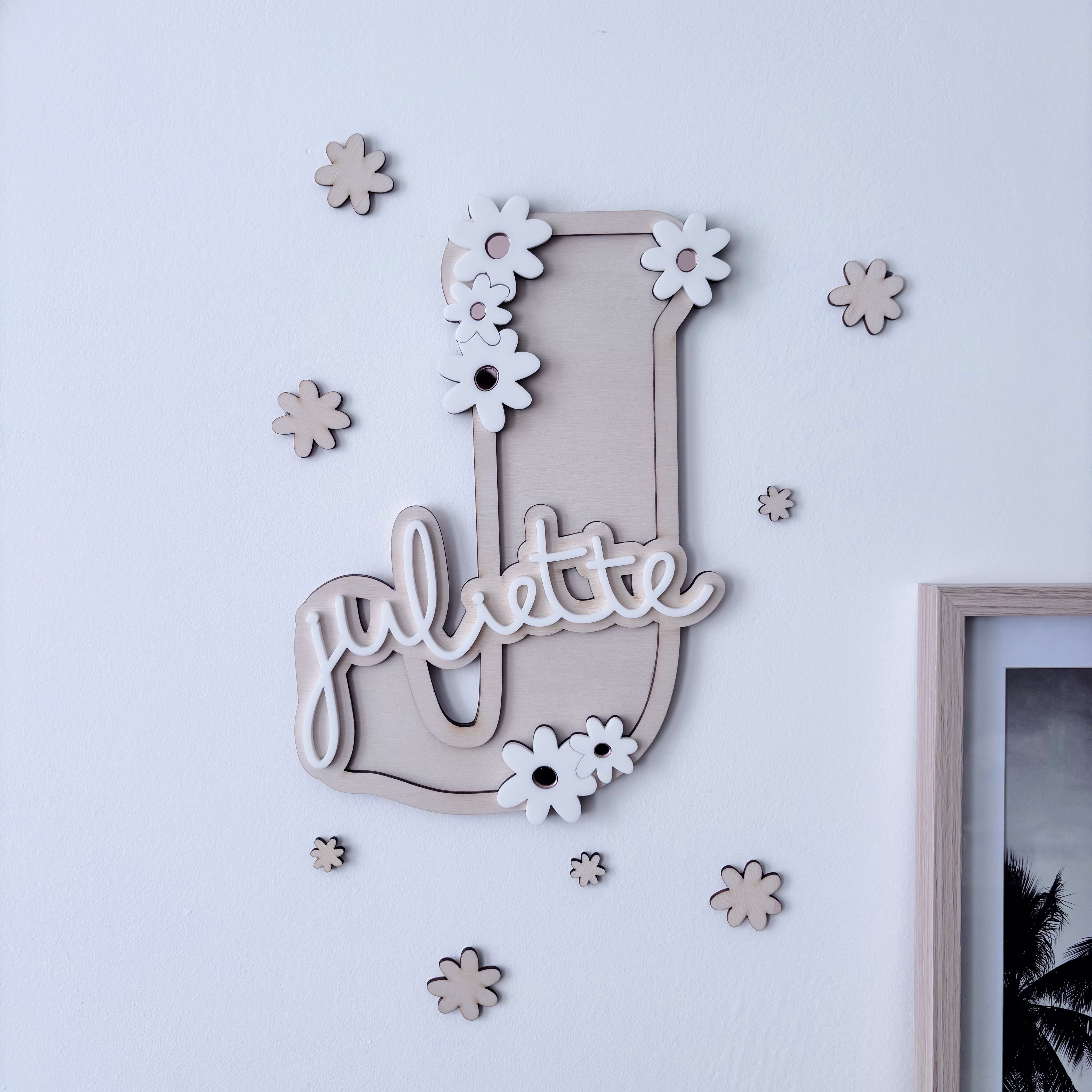 décoration personnalisée lettre prénom enfant marguerite