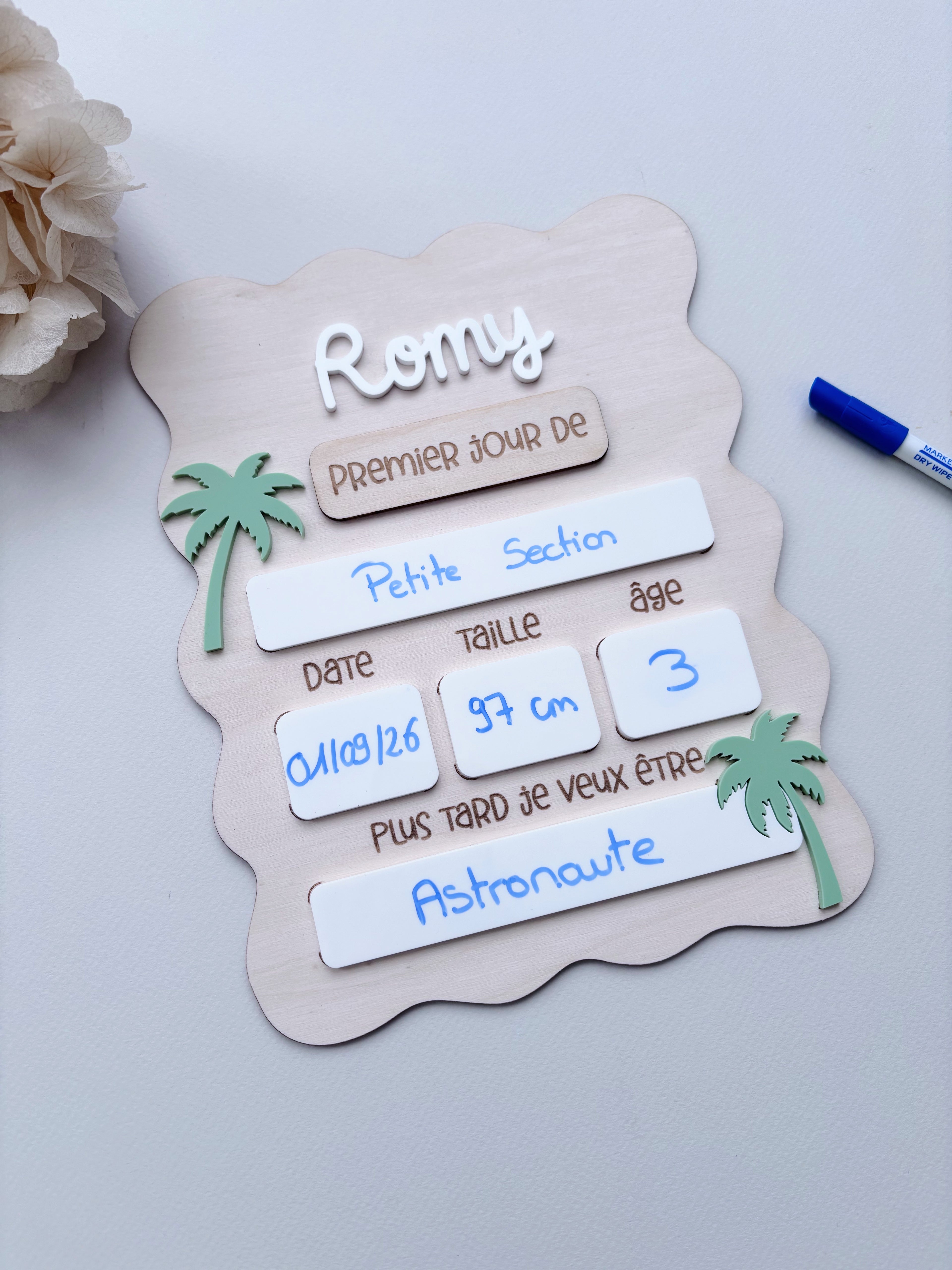 Pancarte rentrée scolaire palmier