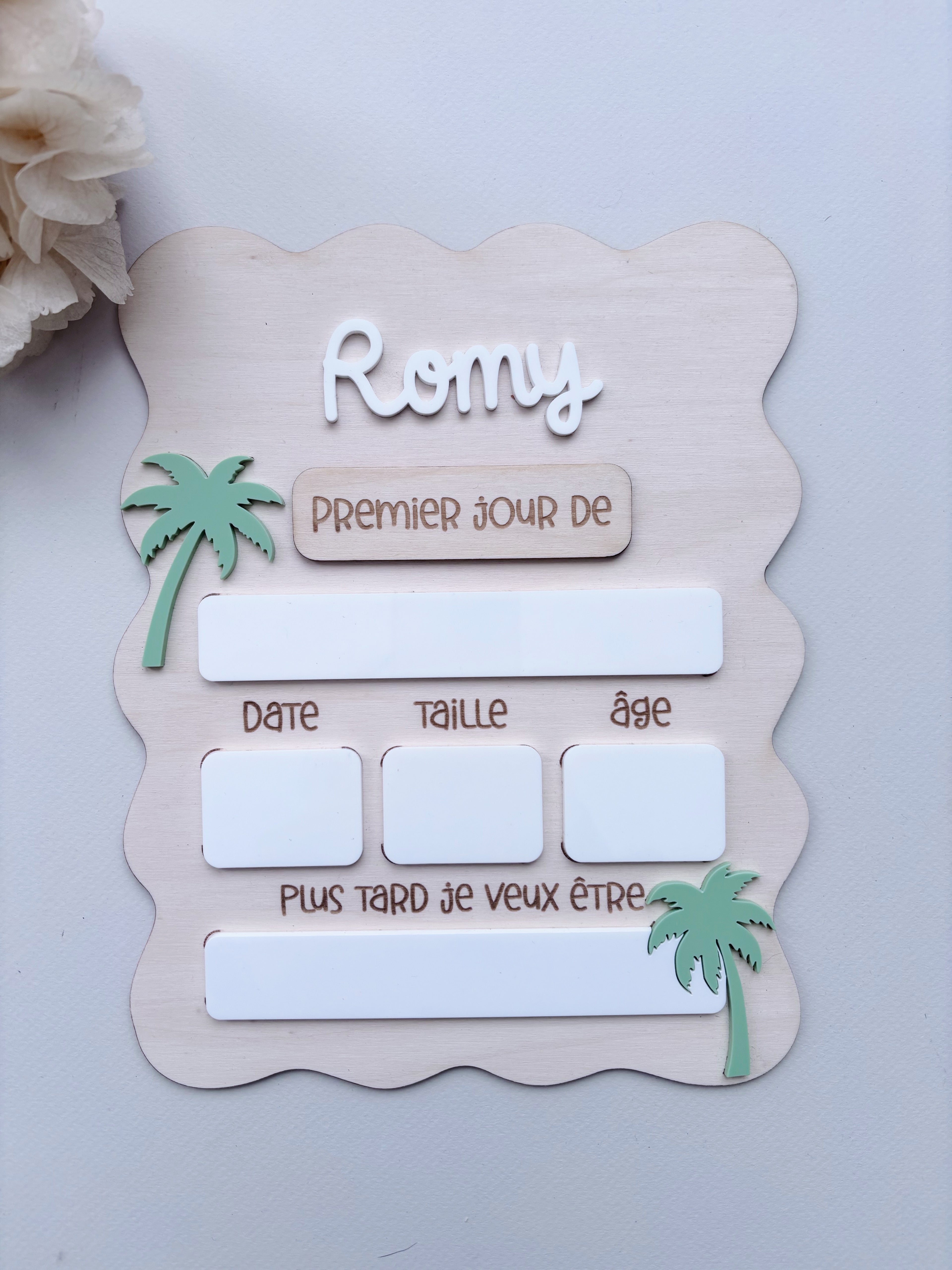 pancarte rentrée scolaire palmier fun personnalisée 
