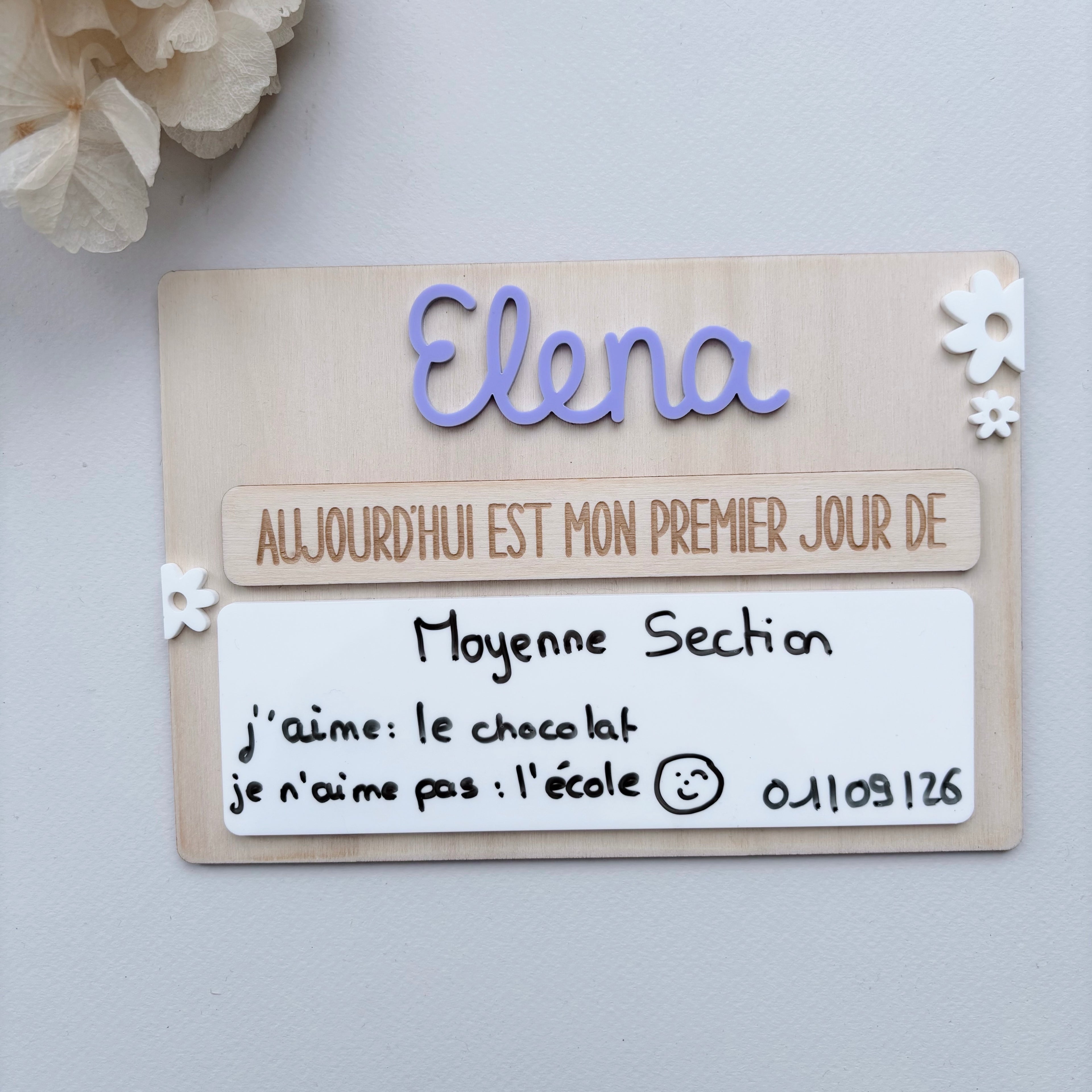 Pancarte rentrée scolaire marguerite